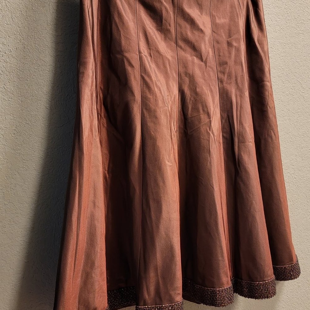 Carmen Marc Valvo Silk Beaded Skirt SZ 8
